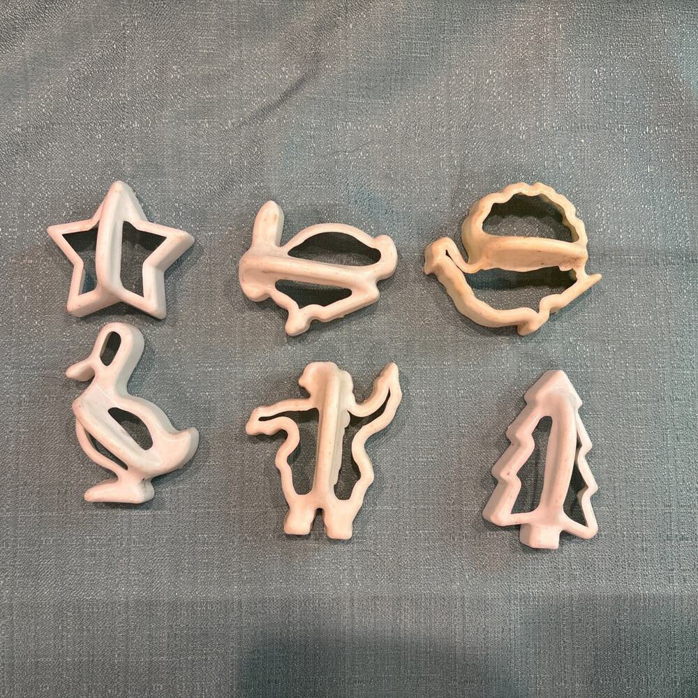 Vintage Plastic Holiday Cookie Cutters Stat Santa Tree Rabbit Duck